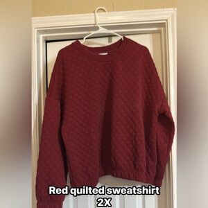 Time and Tru Red Quilted Women's Sweater